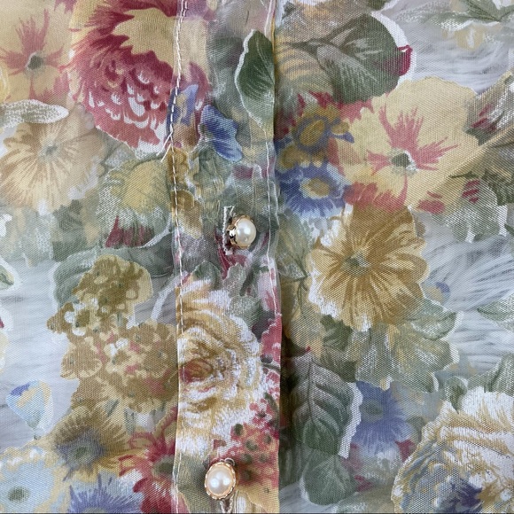 Golden Days Paris Sheer Floral Blouse ! - Picture 5 of 10